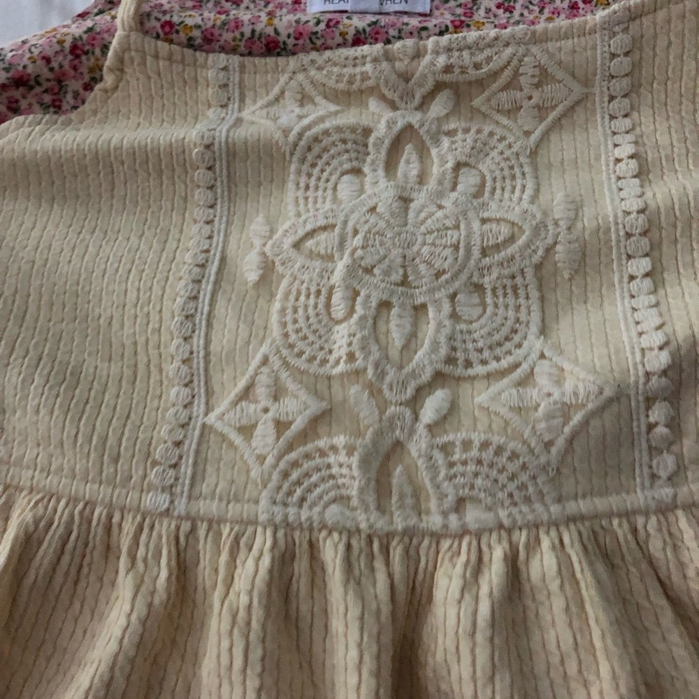 Anthropologie Cream Camisole with Intricate Lace Detail